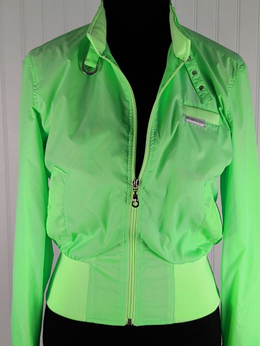 Members Only Neon Lime Green Iconic Racer Jacket Bomber Size Medium